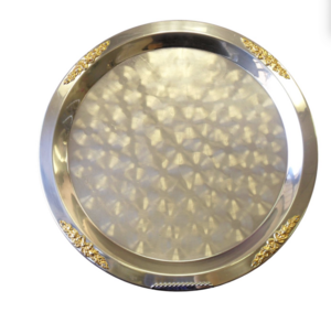 20″ Round Stainless Steel Tray with Gold rental Dallas-Ft. Worth, TX