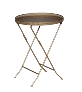 Gold Distressed Metal End Table rental Chicago, IL