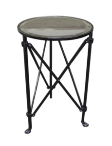 Round Black Metal End Table w/Glass Top rental Chicago, IL