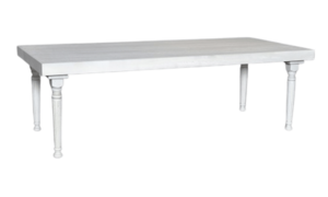 White Antiqued Table rental Chicago, IL
