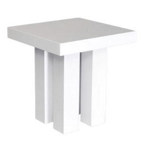 White Lacquer Square Table rental Chicago, IL