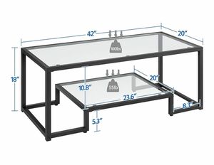 Black Frame Glass Coffee Table rental New York, NY