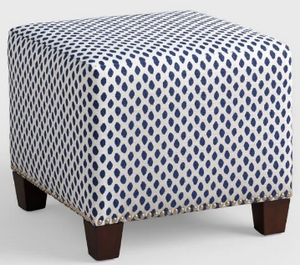 Blue Pattern Ottoman 19" W rental New York, NY