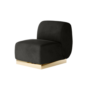 Colette Middle Chair Gold Base BLACK Velvet Skin rental New York, NY