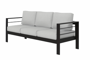 Hampton's Black Frame 3 Seat Couch - Grey Cushion rental New York, NY