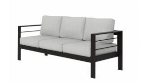 Hampton's Black Frame 3 Seat Couch - Grey Cushion rental New York, NY
