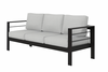 Hampton's Black Frame 3 Seat Couch - Grey Cushion rental in New York, NY