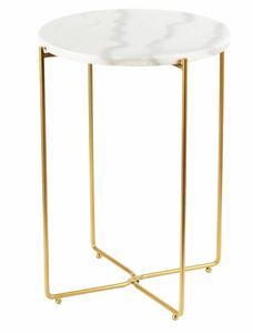 Marble top Gold Metal Round 15 in Side End Table rental New York, NY
