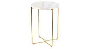 Marble top Gold Metal Round 15 in Side End Table rental New York, NY
