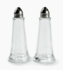 Tall Silver Top Glass Salt & Pepper Set rental in New York, NY
