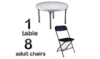 1 5ft Adult Round Table & 8 Black Chairs rental in Houston, TX