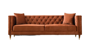 Rust  Sofa Couch with Buttons rental Denver, CO