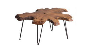 Teak Wood Slice Coffee Table rental Denver, CO