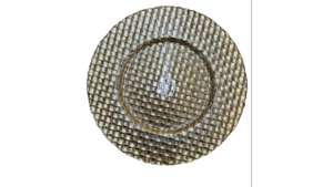 Gold Basketweave Glass Charger rental Denver, CO