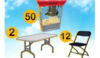 Popcorn Machine, Rectangle Tables & Chairs Package rental in San Antonio, TX