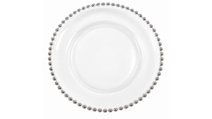 Silver Beaded Glass Charger 12.25" rental Austin, TX