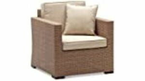 Rattan Chair (Light) with Khaki Cushions rental Houston, TX