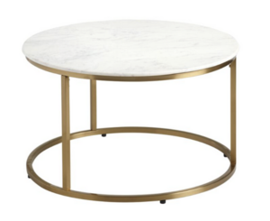 White and Gold Marble Round Millan Coffee Table  rental Austin, TX