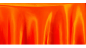 120" Orange Satin Linen rental Houston, TX
