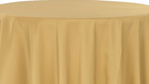 120" Round Gold Poly Linen rental Houston, TX