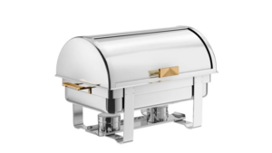 8qt Stainless Steel/Gold Roll Top Chafer rental Houston, TX