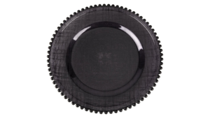 Black Cross-Stitch Glass Charger rental Houston, TX