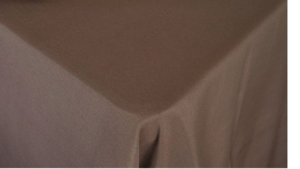 Chocolate 90x132 poly linen rental Houston, TX