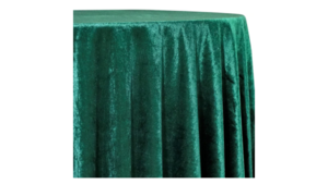 Green 120" Round Velvet Linen rental Houston, TX