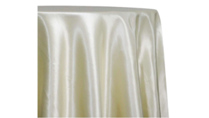 Ivory 120" Round Satin Linen rental Houston, TX