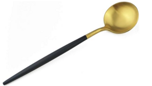 Black Handle Golden Flatware - Small Teaspoon rental Denver, CO