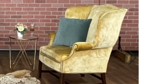 Yellow Velvet Large Lounge Accent Chair  rental Denver, CO