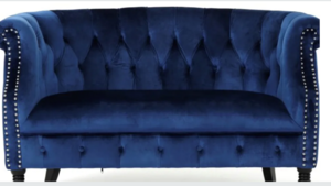 Navy Blue velvet Loveseat Couch  rental Denver, CO