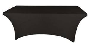 Black Spandex Fitted Tablecloth Cover 90 x 156 rental Denver, CO