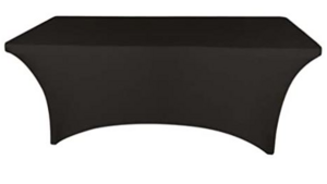 90x132" Black Spandex Fitted Tablecloth Cover rental Denver, CO