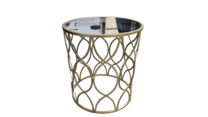 Gold Drum End table with Glass Surface  rental Denver, CO