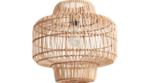 Natural Rattan Hourglass Pendant Light  rental Denver, CO