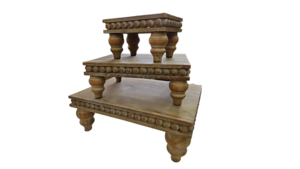 Set of 3 Knobbed Wooden Desert Stands  rental Denver, CO