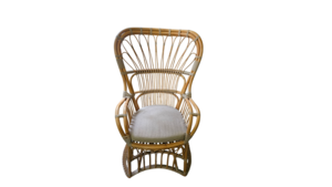 High-Back Rattan Lounge Chair — Natural Wicker  rental Denver, CO