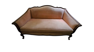 Peach Blossom Settee (Sofa) — Vintage Curved Back rental Denver, CO