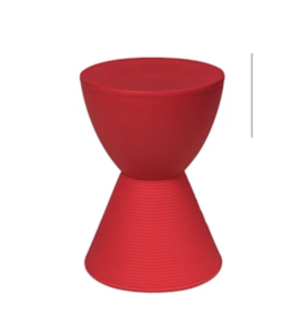 Furniture: Red Hourglass Drum Side Table rental New York, NY