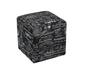 Furniture: Script Pattern Cube Ottoman rental New York, NY
