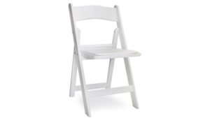 White Resin Folding Chair With White Padded Seat rental N. Virginia-DC, VA