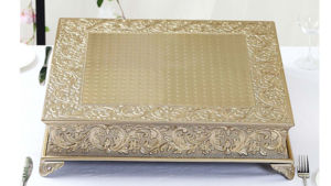 Dessert Gold Sq. Cake Stand rental Fresno-Armona, CA