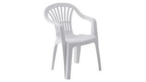 White Resin Stacking Chairs With Arms rental N. Virginia-DC, VA