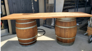 Bar Equipment Wood Wine Barrel 8 Ft Bar rental Fresno-Armona, CA