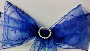Chair Tie Organza Swirl Navy Blue rental Fresno-Armona, CA