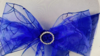 Chair Tie Organza Swirl Royal Blue rental in Fresno-Armona, CA