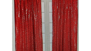 Pipe & Drape Red Sequin Panel set rental Fresno-Armona, CA