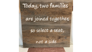 Party Signage Two Families Joined rental Fresno-Armona, CA