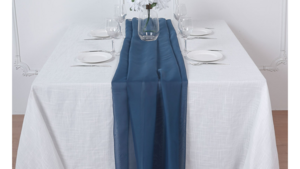 Table Runner Chiffon Navy Blue rental Fresno-Armona, CA